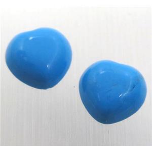 natural turquoise heart cabochon, blue treated, approx 16mm dia