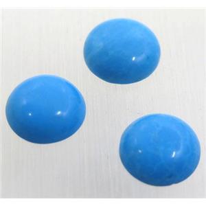 natural turquoise cabochon, blue treated, flat round, approx 20mm dia