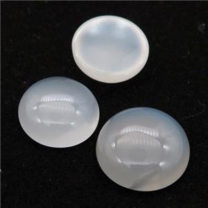 white Agate Cabochon, circle, approx 20mm