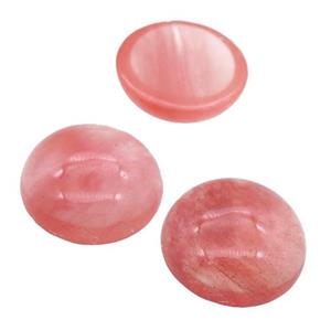 pink Synthetic Quartz Cabochon, circle, approx 20mm