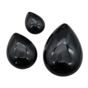 black Agate teardrop Cabochon, approx 10x14mm