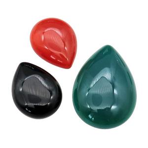 Agate teardrop Cabochon, mixed color, approx 20x30mm