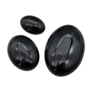 black Agate oval Cabochon, approx 10x14mm