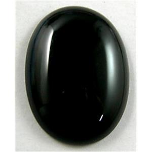 Black Onyx, Cabochon, flat-back oval, 13x18mm