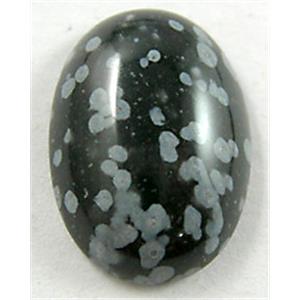Snowflake Obsidian Gemstone, flat-back cabochon, 13x18mm