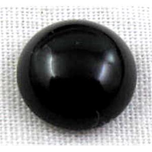 Black Onyx Cabochon, flat-back Round, 8mm dia