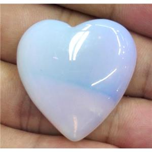 white Opalite jasper cabochon, heart, approx 30mm wide
