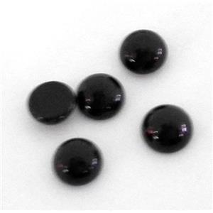 black agate onyx cabochon, round, approx 4mm dia