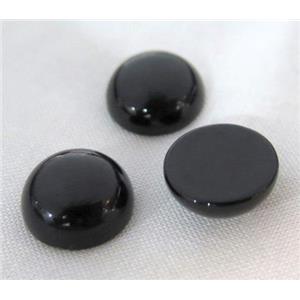 black onyx agate cabochon, round, approx 8mm dia
