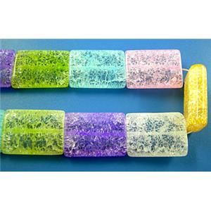 Chinese Crackle Crystal beads, rectangle, 22x30mm, 13pcs per st