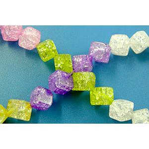 Chinese Crackle Crystal beads, cube, 6x6mm, 48pcs per st