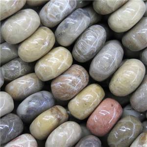 Coral Fossil Jasper Beads, chrysanthemum, rondelle, approx 5x8mm