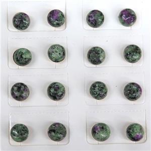 Ruby Zoisite Stud Earring, approx 8mm dia
