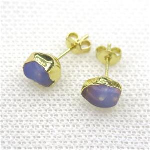 white Opalie Stud Earring, gold plated, approx 6-9mm