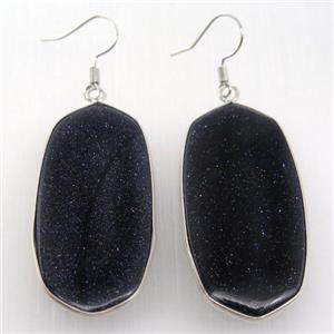 blue sandstone oval Hook Earring, platinum plated, approx 22-45mm