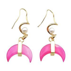 hotpink shell Earring, gold plated, approx 22-50mm