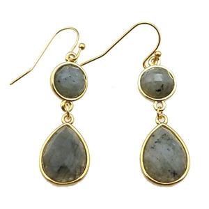 Labradorite hook Earring, gold plated, approx 13-40mm