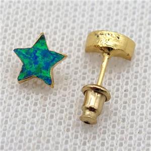 synthetic Fire Opal star Stud Earrings, gold plated, approx 8mm