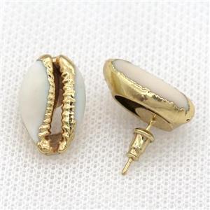 Conch Shell stud Earrings, gold plated, approx 15-20mm