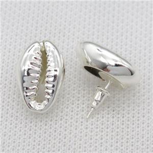 Conch Shell stud Earrings, silver plated, approx 15-20mm