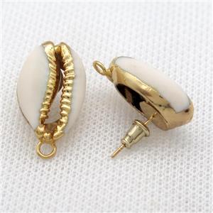Conch Shell stud Earrings, gold plated, approx 15-20mm