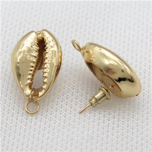 Conch Shell stud Earrings with bail, gold plated, approx 15-20mm