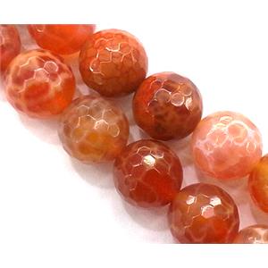 faceted round ruby Fire Agate beads, grade A, 6mm dia, approx 66pcs per st