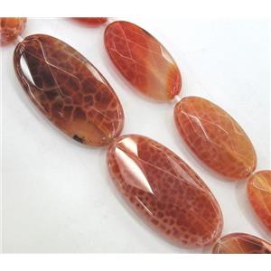 ruby Fire Agate beads, faceted oval, grade A, 12x16mm, approx 25pcs per st