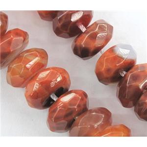ruby Fire Agate Beads, faceted rondelle, grade A, 6x10mm, approx 40pcs per st