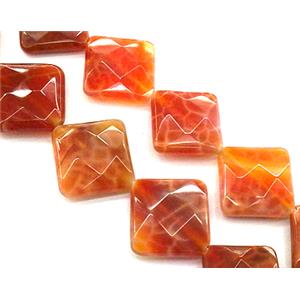 ruby fire Agate beads, faceted square, corner-drilled, grade A, 20x20mm