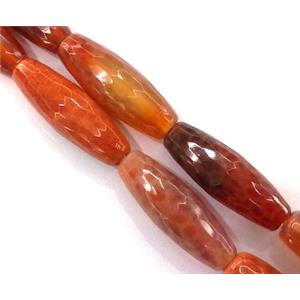 ruby fire Agate beads, faceted rice, grade A, 10x30mm, approx 11pcs per st