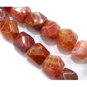 ruby fire Agate beads, faceted erose, grade A, approx 10x11mm, 36pcs per st