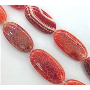 Fire Ruby Agate beads, oval, grade A, 25x30mm, approx 13pcs per st