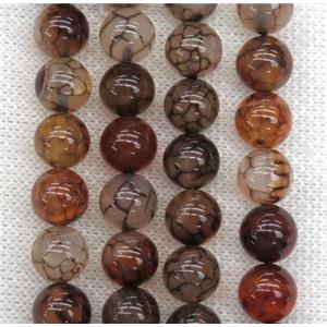 round coffee Veins Agate beads, approx 14mm dia