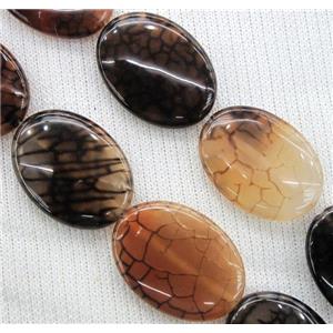 coffee veins Agate beads, oval, approx 10x14mm
