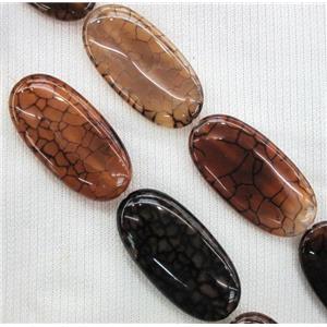 coffee veins Agate beads, oval, approx 25x35mm