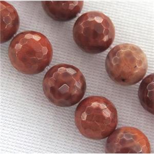 Ruby Fire Agate Beads, faceted round, approx 6mm dia