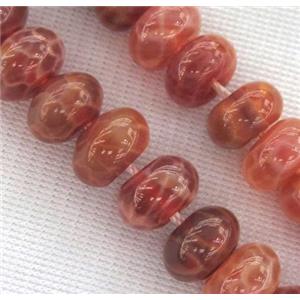 ruby fire agate beads, rondelle, approx 6x12mm