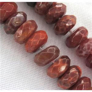 ruby Fire Agate Beads, faceted rondelle, approx 4x7mm