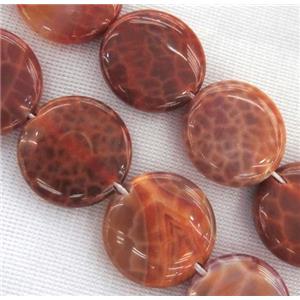 ruby fire agate beads, flat round, approx 30mm dia