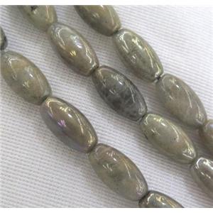Labradorite Stone bead, rice, AB color, approx 8x16mm