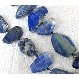 Natural lapis lazuli bead, freeform, faceted, approx 11-20mm, 16.5 inches