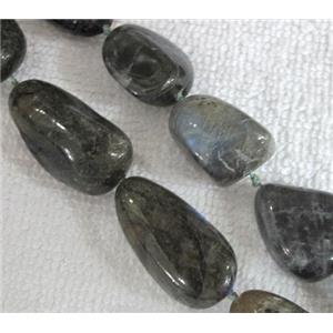 Natural Labradorite bead, freeform, approx 12x22-16x30mm, 16.5 inches