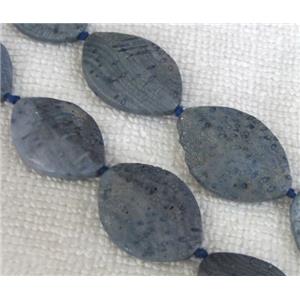 blue Coral Fossil Beads, chrysanthemum, horse-eye, approx 15x23mm, 19x26mm, 16 inches