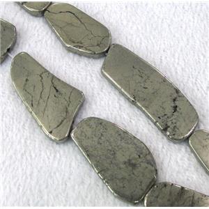 natural Pyrite Beads, freeform, approx 18-40mm, 15.5 inches length