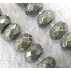natural Pyrite Beads, faceted rondelle, approx 4x6mm