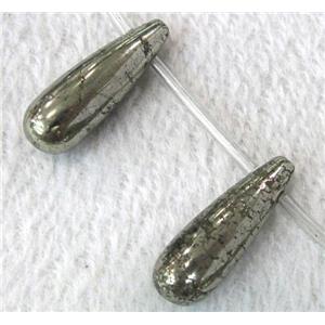 natural Pyrite Beads, teardrop, approx 8x24mm, 15.5 inches length