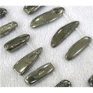 natural Pyrite Beads, freeform, approx 16-45mm, 15.5 inches length