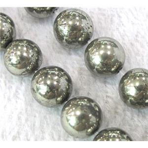 natural Pyrite Beads, round, approx 14mm dia