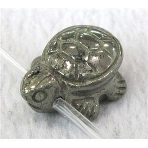 natural Pyrite Beads, tortoise charm, approx 15x20mm, 11pcs per st